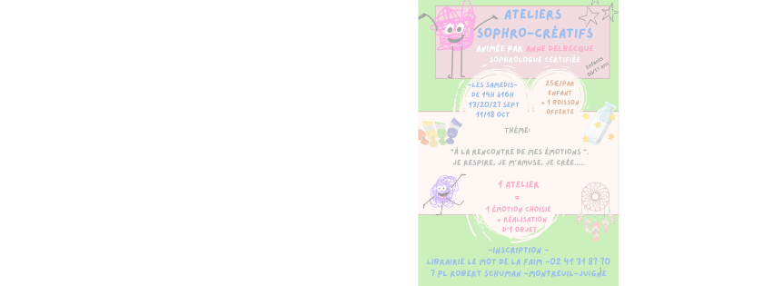 Samedi 4 octobre – 14h – Atelier Sophro-Créatif